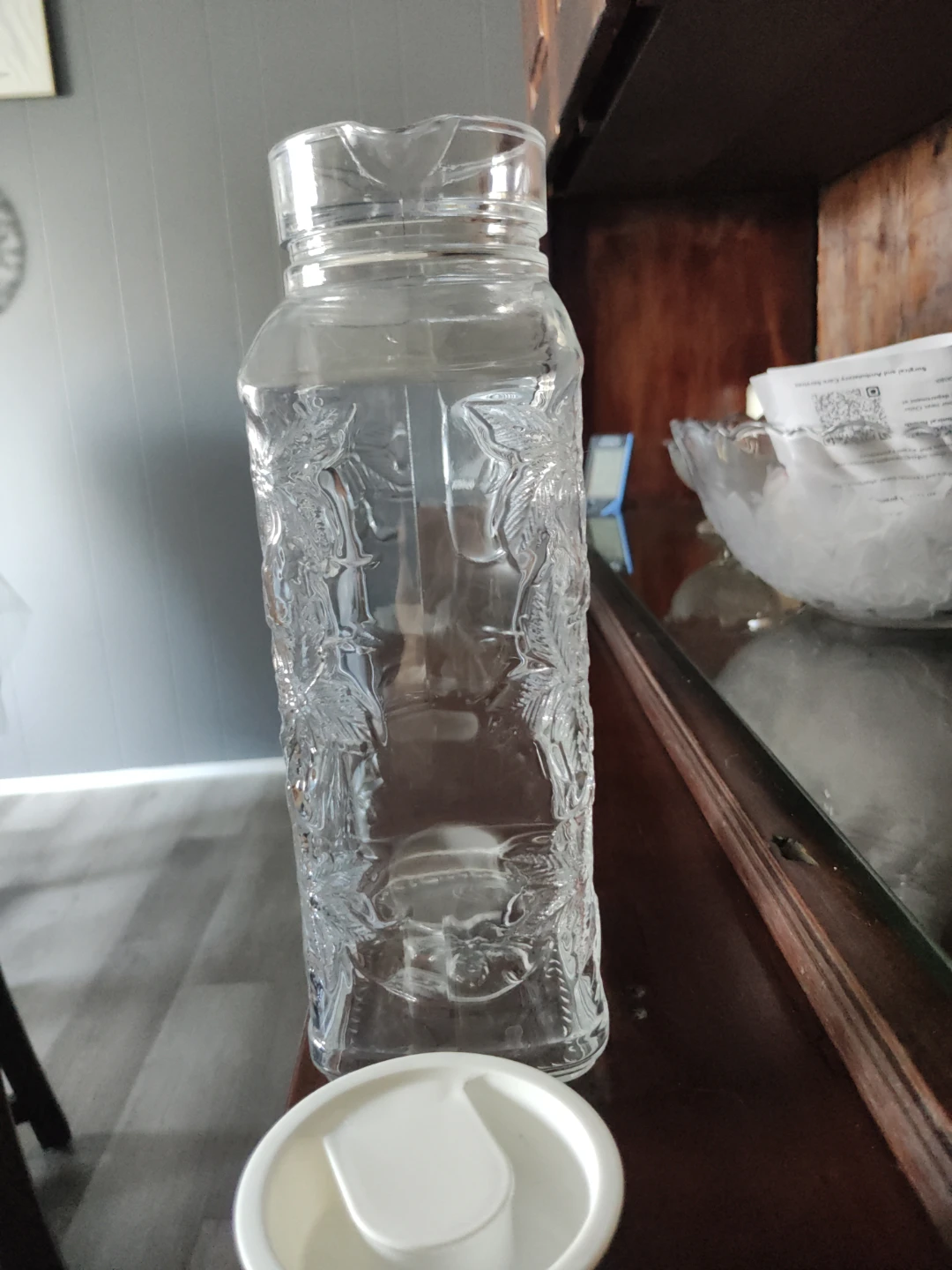 Embossed Glass Pitcher with Lid - photo 3