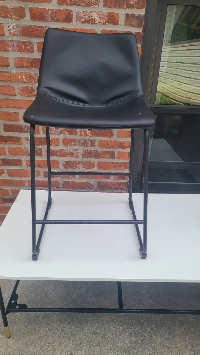 Black Faux Leather Bar Stool - photo 2
