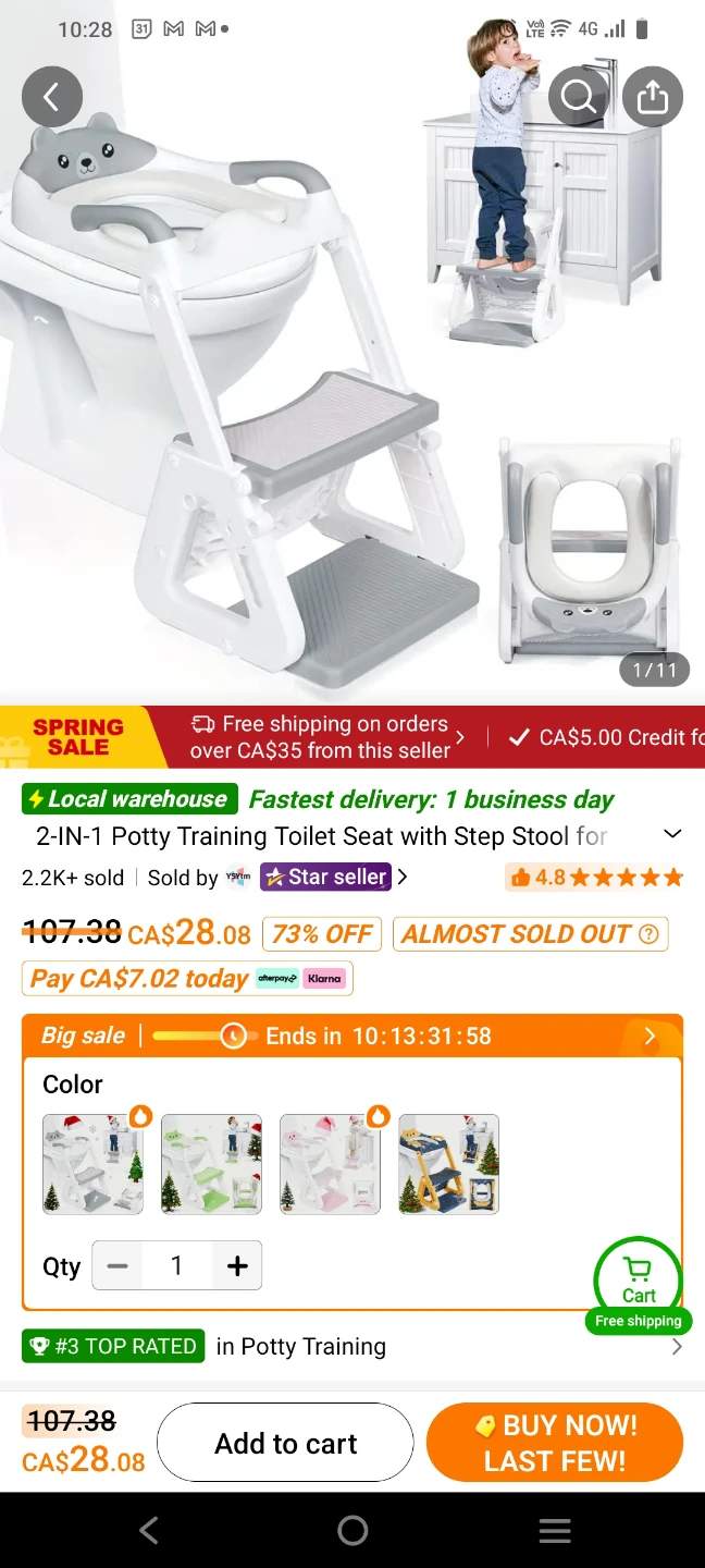 2-in-1 Potty Training Toilet Seat with Step Stool - photo 4