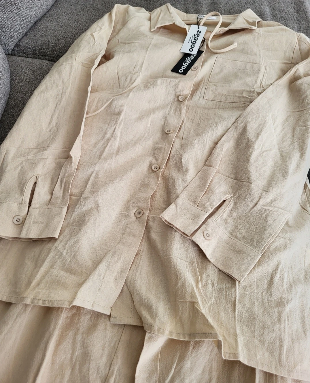 Beige Linen Blend Co-ord Set - photo 2