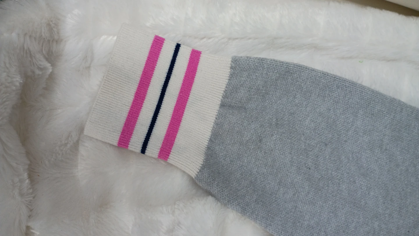 Gray Knit Joggers with Striped Cuffs - photo 3