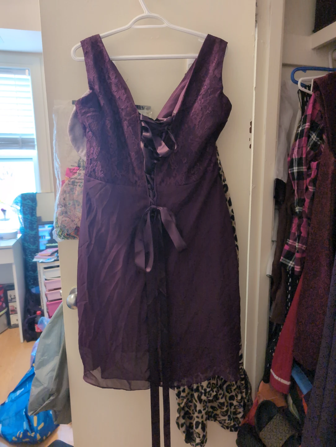 Women's Purple Lace and Chiffon Dress