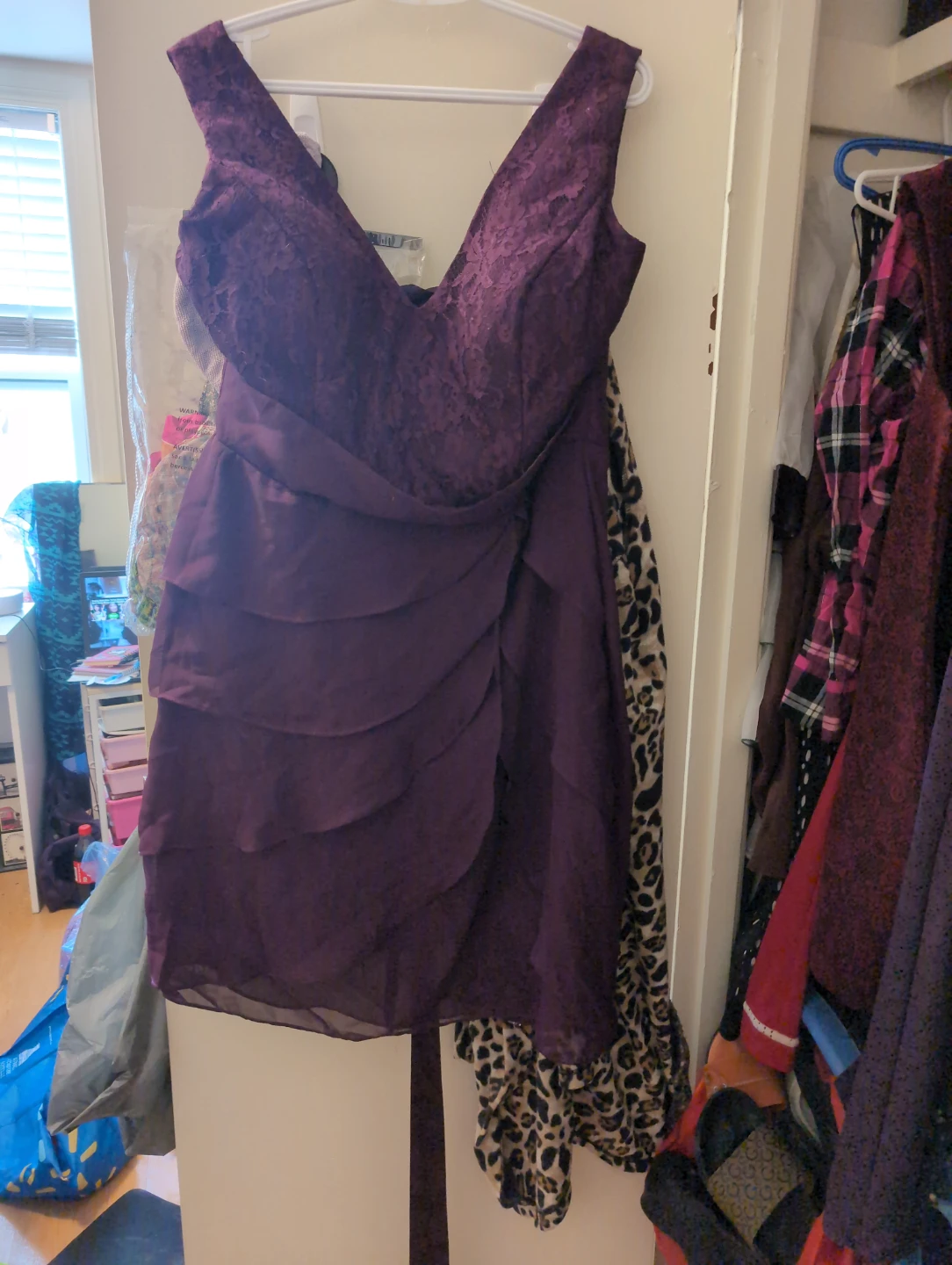 Women's Purple Lace and Chiffon Dress - photo 2