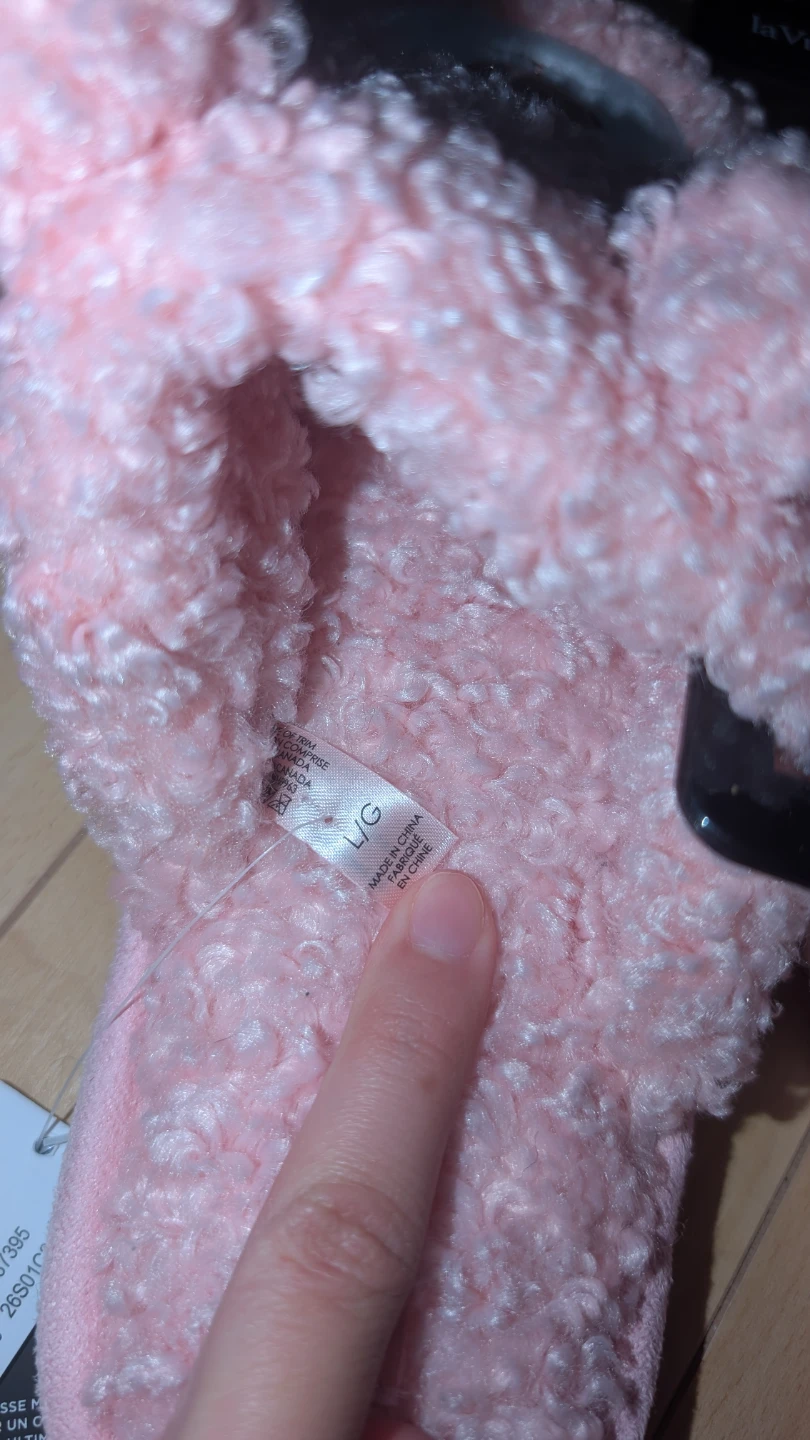 La Vie en Rose Pink Teddy Bear Slippers - Size L/G - photo 3