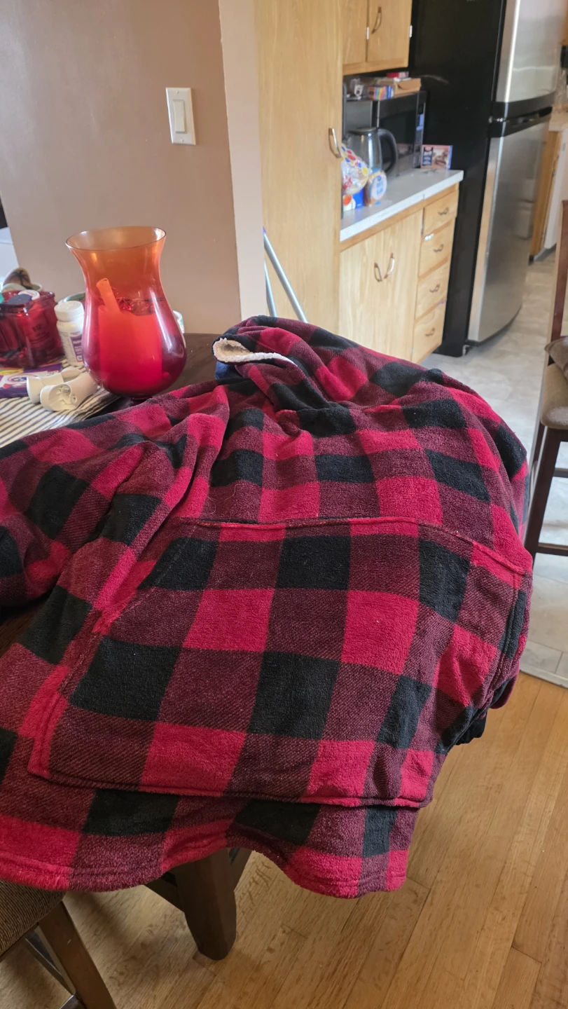 Black & Red Plaid Fleece Hooded Blanket