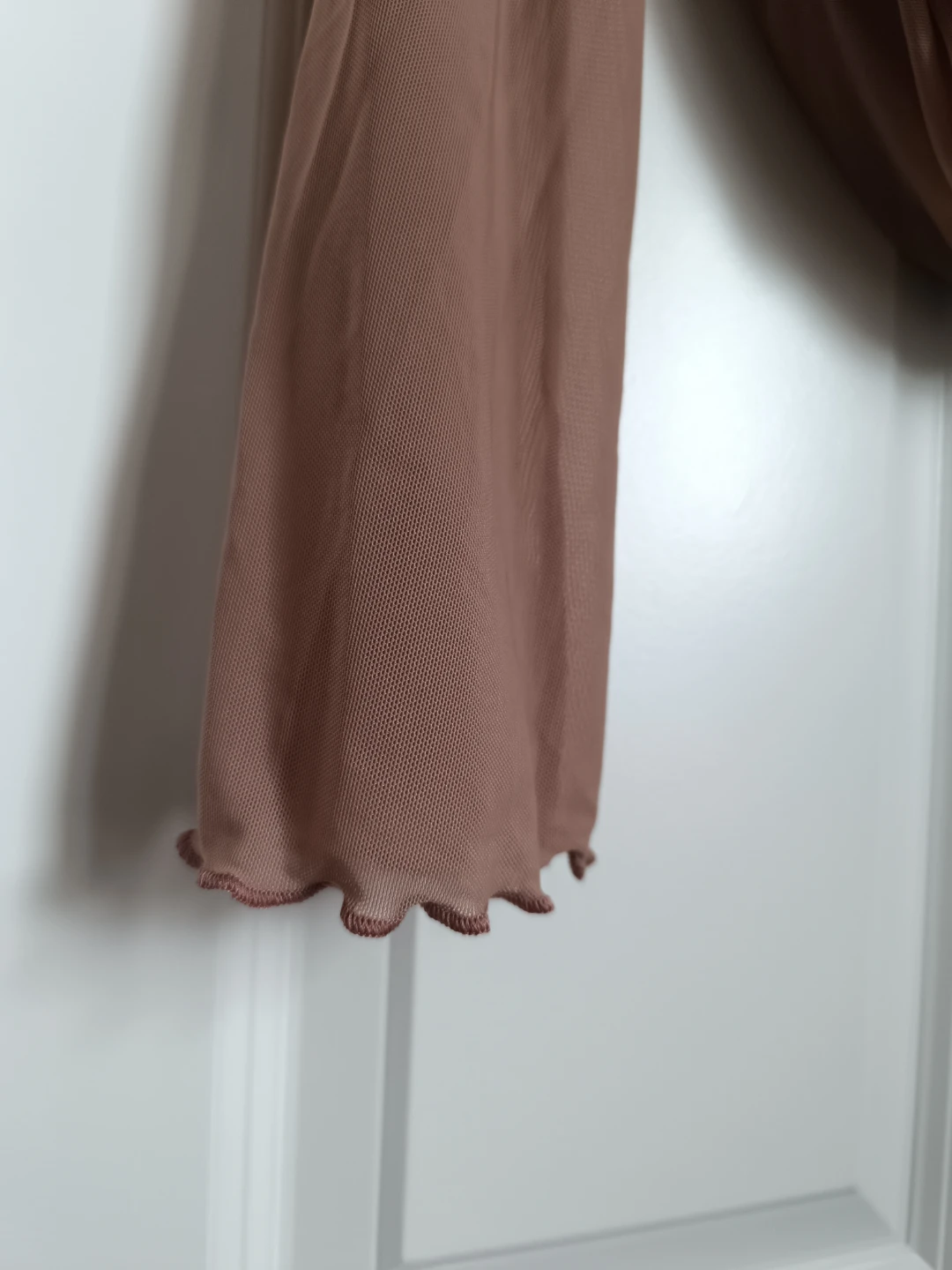 Brown Mesh Ruched Long Sleeve Top - photo 3