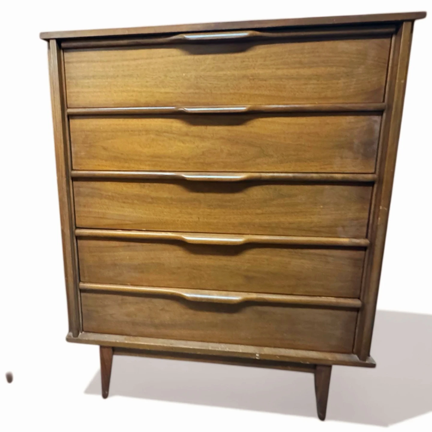 MCM Solid Walnut Dresser With 5 Drawers (Delivery Available)