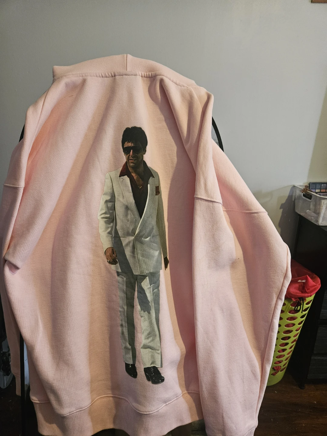 Pink Scarface Tony Montana Graphic Hoodie - photo 4