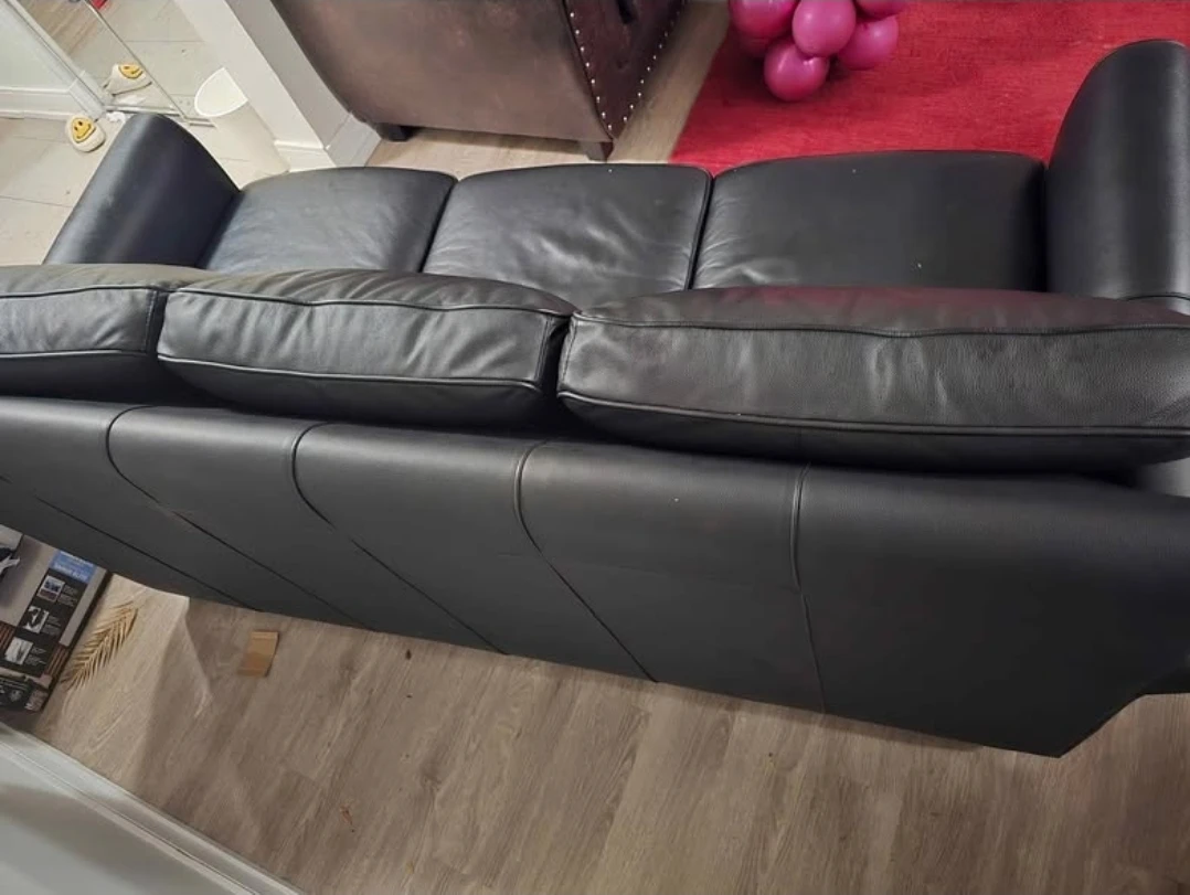 Black Leather Sofa Bed - photo 3