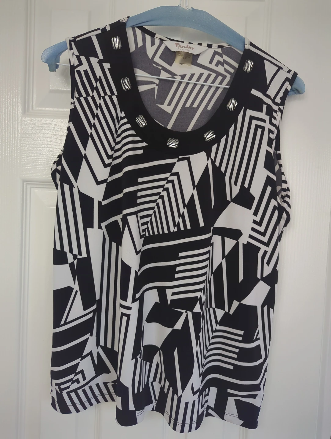 Tanjay Petites Sleeveless Black & White Geometric Top - PS/P