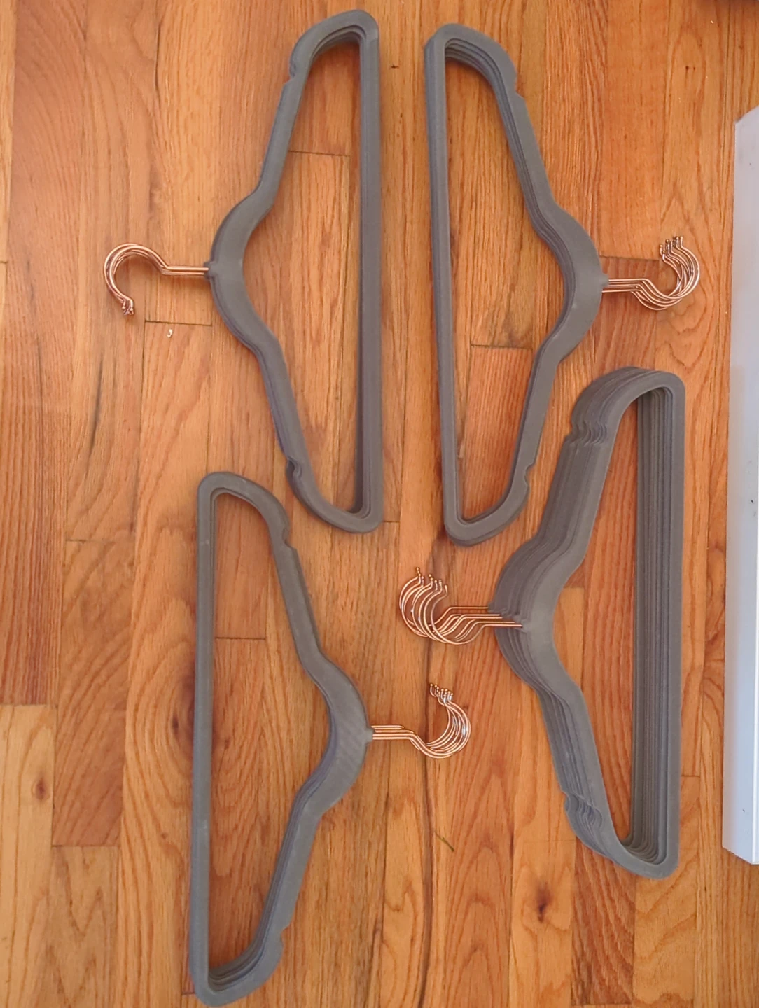 SOLD: Set of 40 Gray Velvet Hangers with Rose Gold Hooks