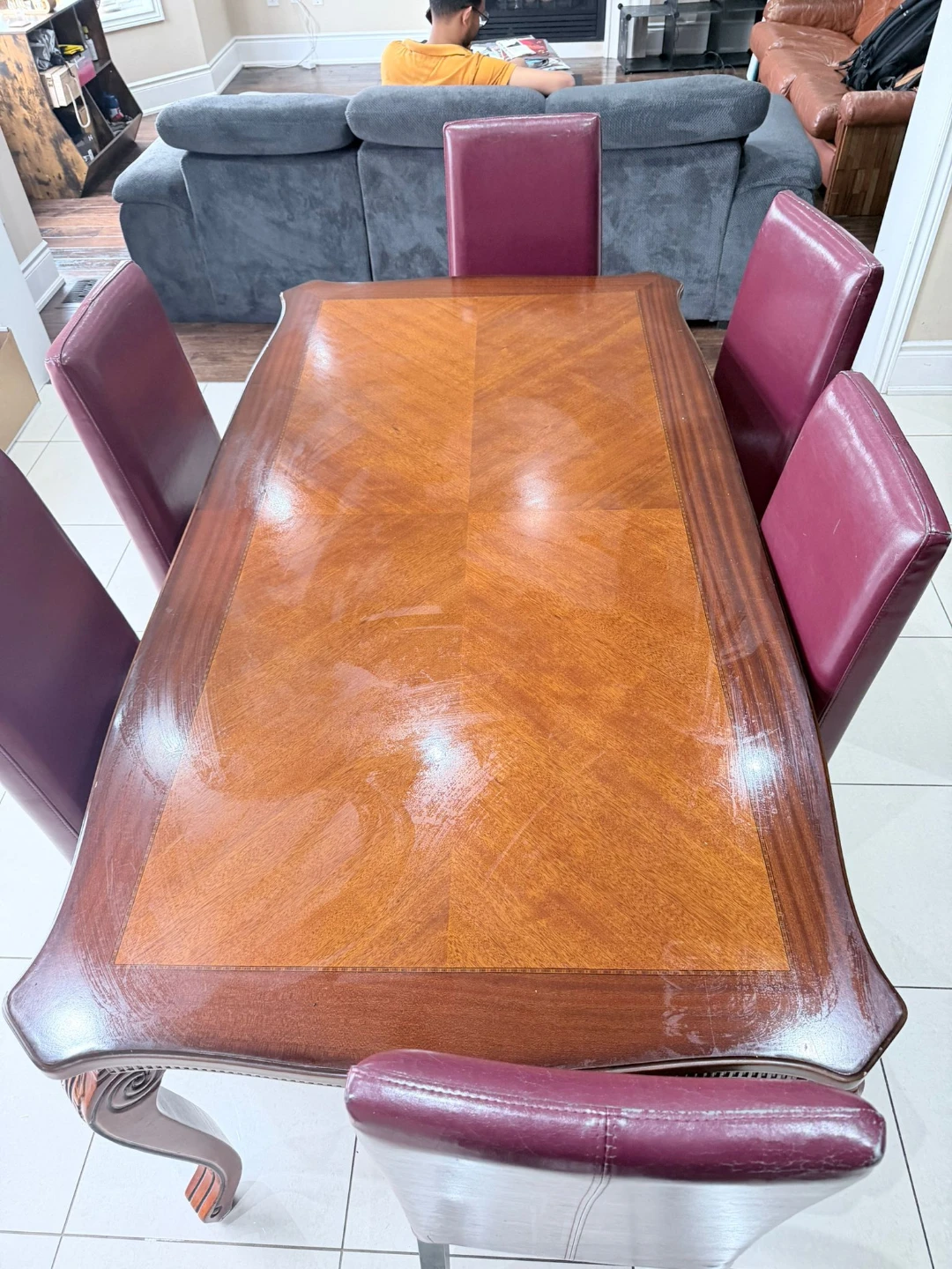 Wooden Dining Table with 6 Chairs