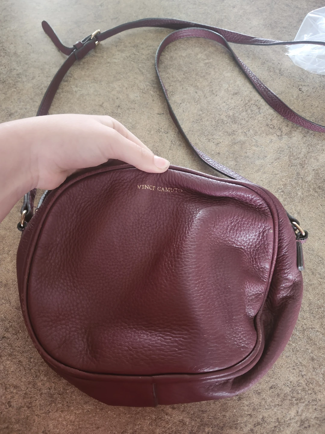 Vince Camuto Maroon Leather Crossbody Bag