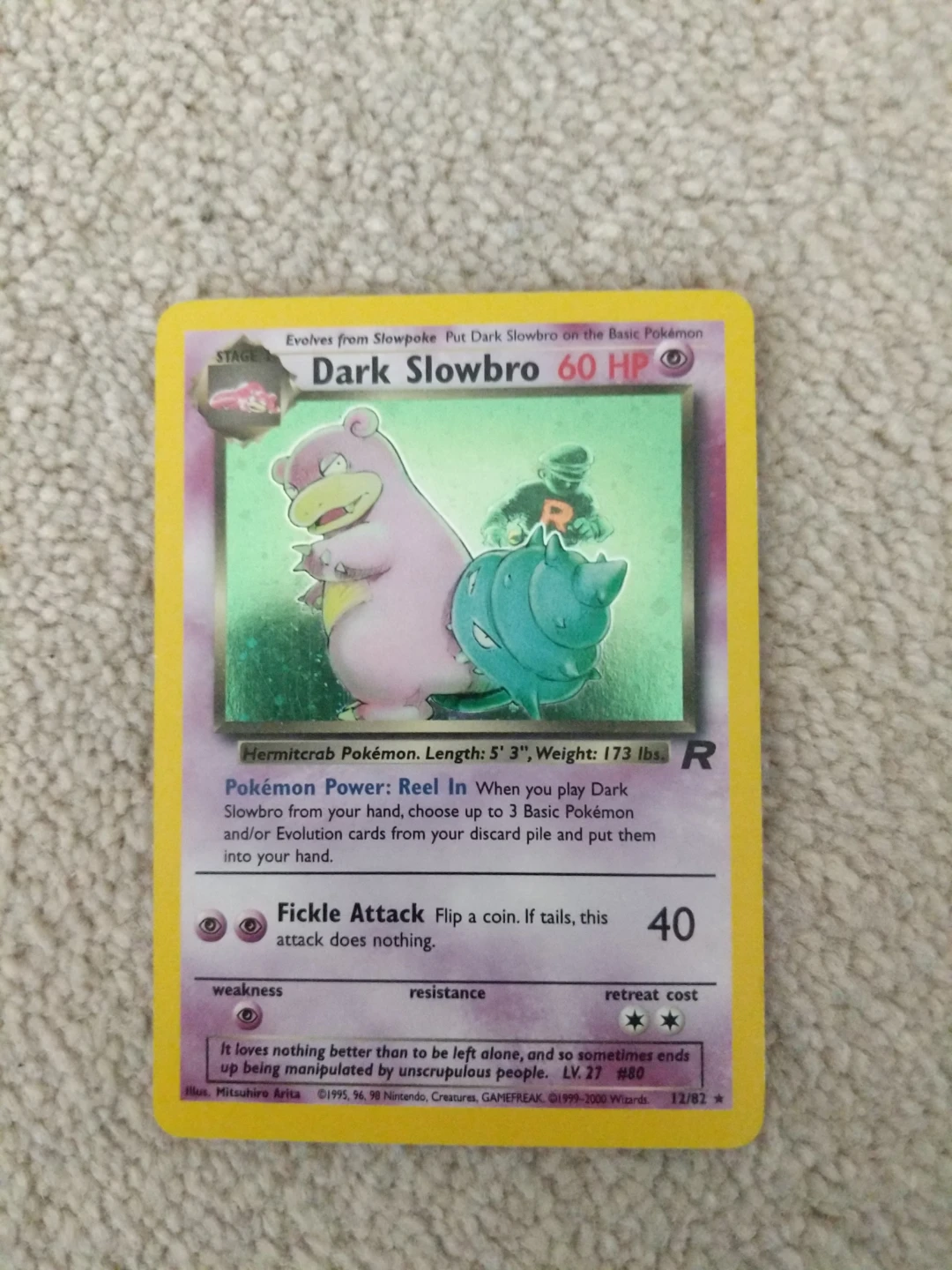 Pokemon Dark Slowbro 60 HP Trading Card 1995