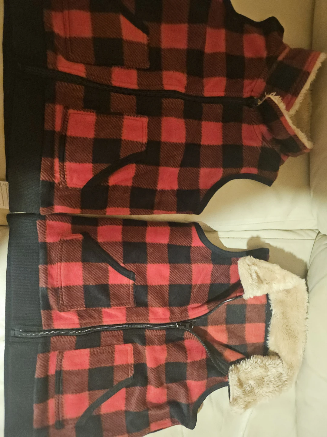 ALISOKER Kids Plaid Fleece Vest - Red/Black - photo 2
