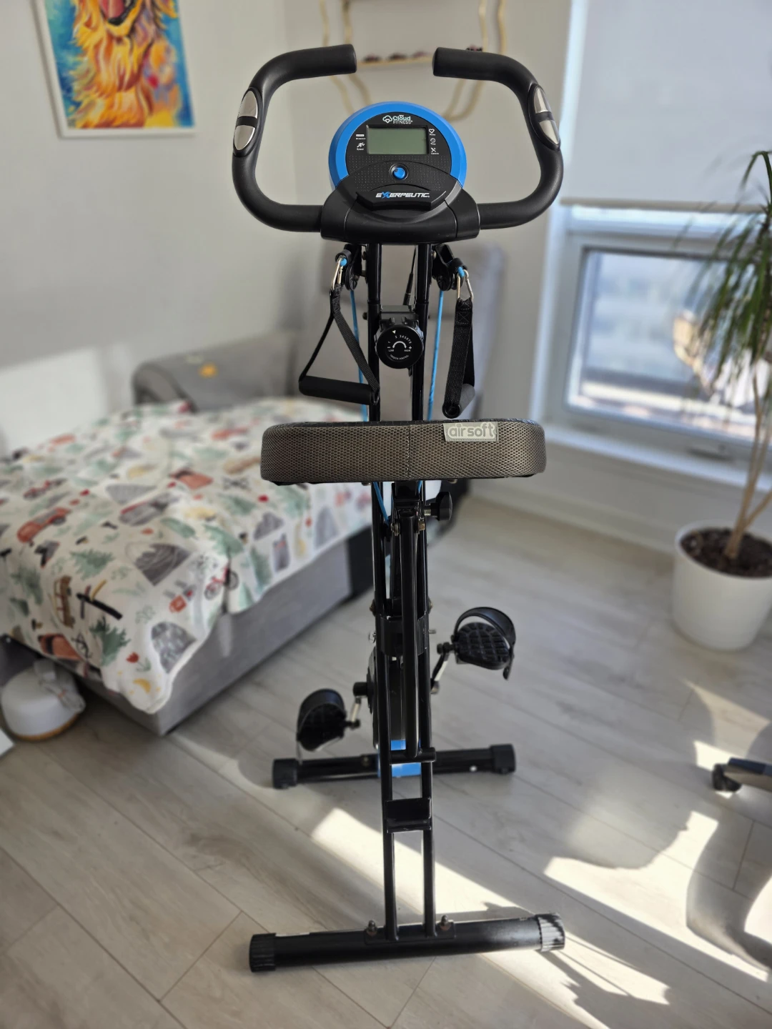 EXERPEUTIC Bluetooth Folding Upright Bike with Resistance Bands - photo 4