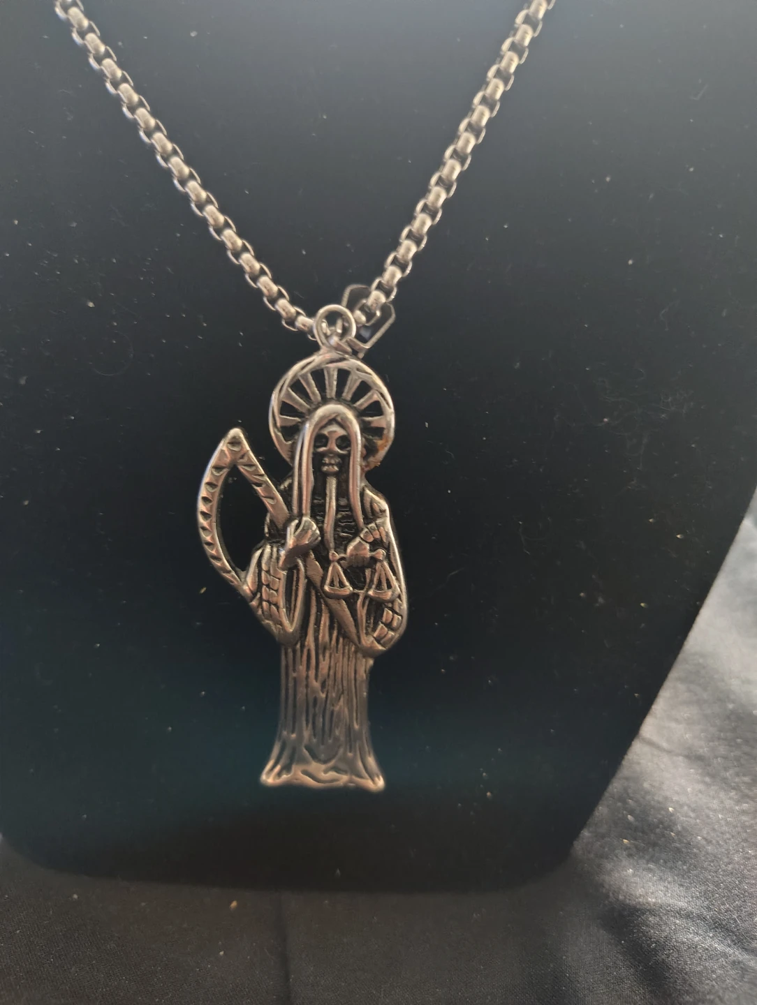 Grim Reaper Santa Muerte Necklace Pendant - photo 2