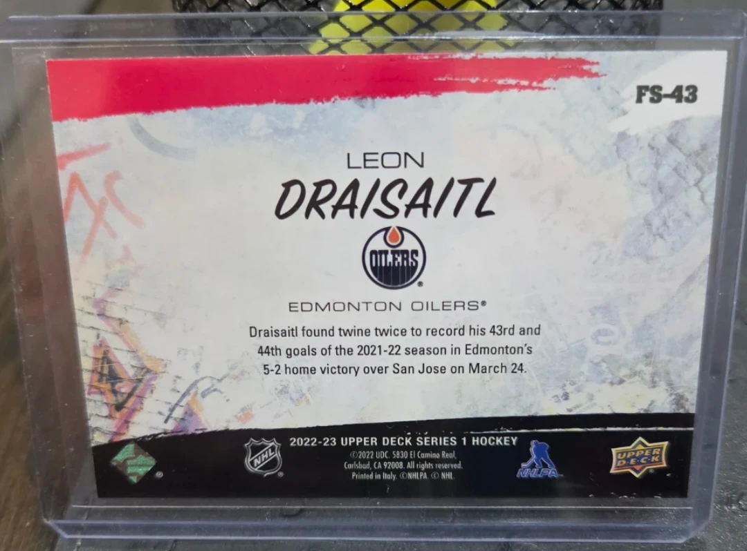 2022-23 Upper Deck Series 1 Hockey Leon Draisaitl Card - photo 2
