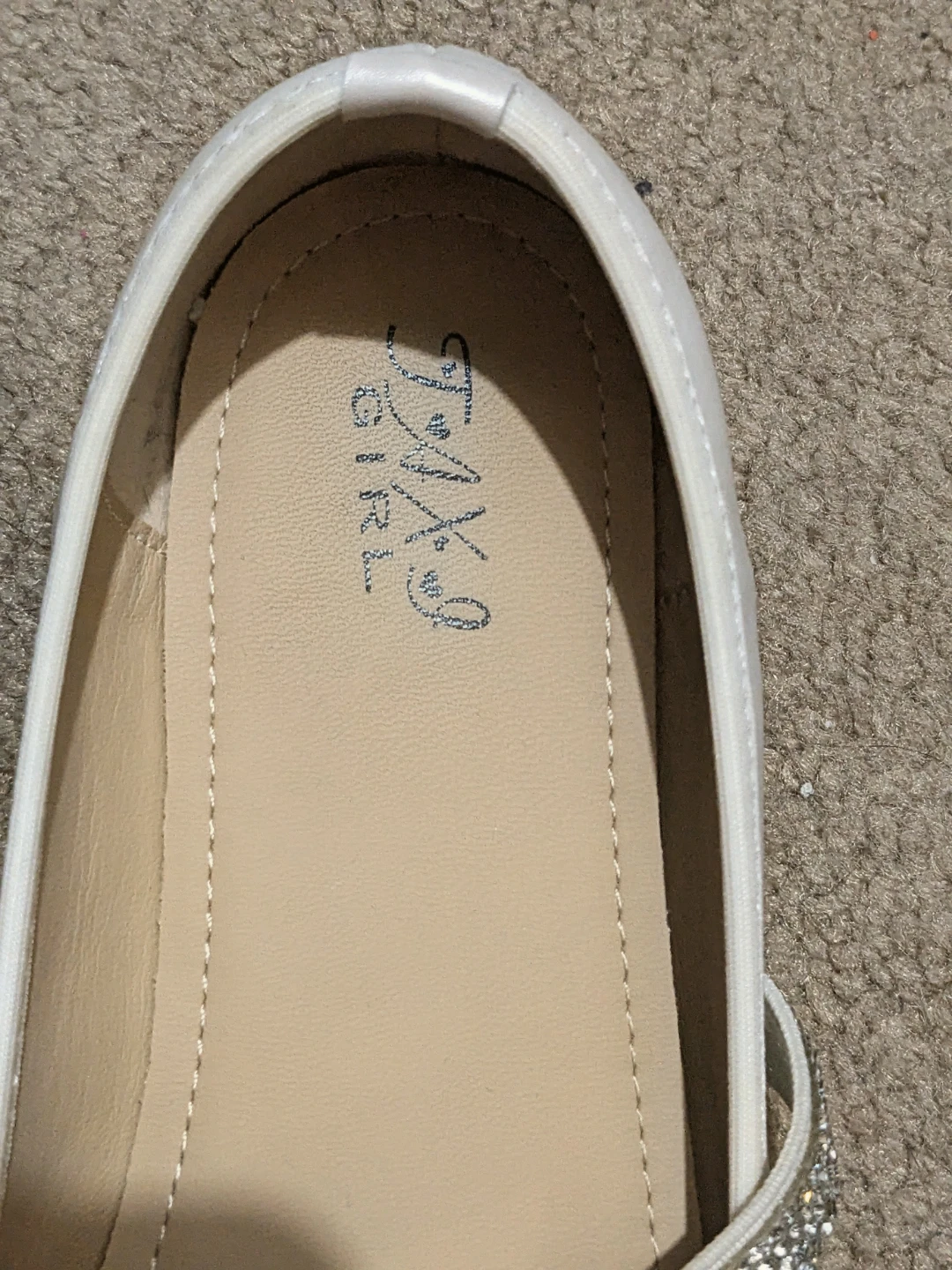 White Sparkly Strap Flats - Size 1- 1.5 for girls - photo 3