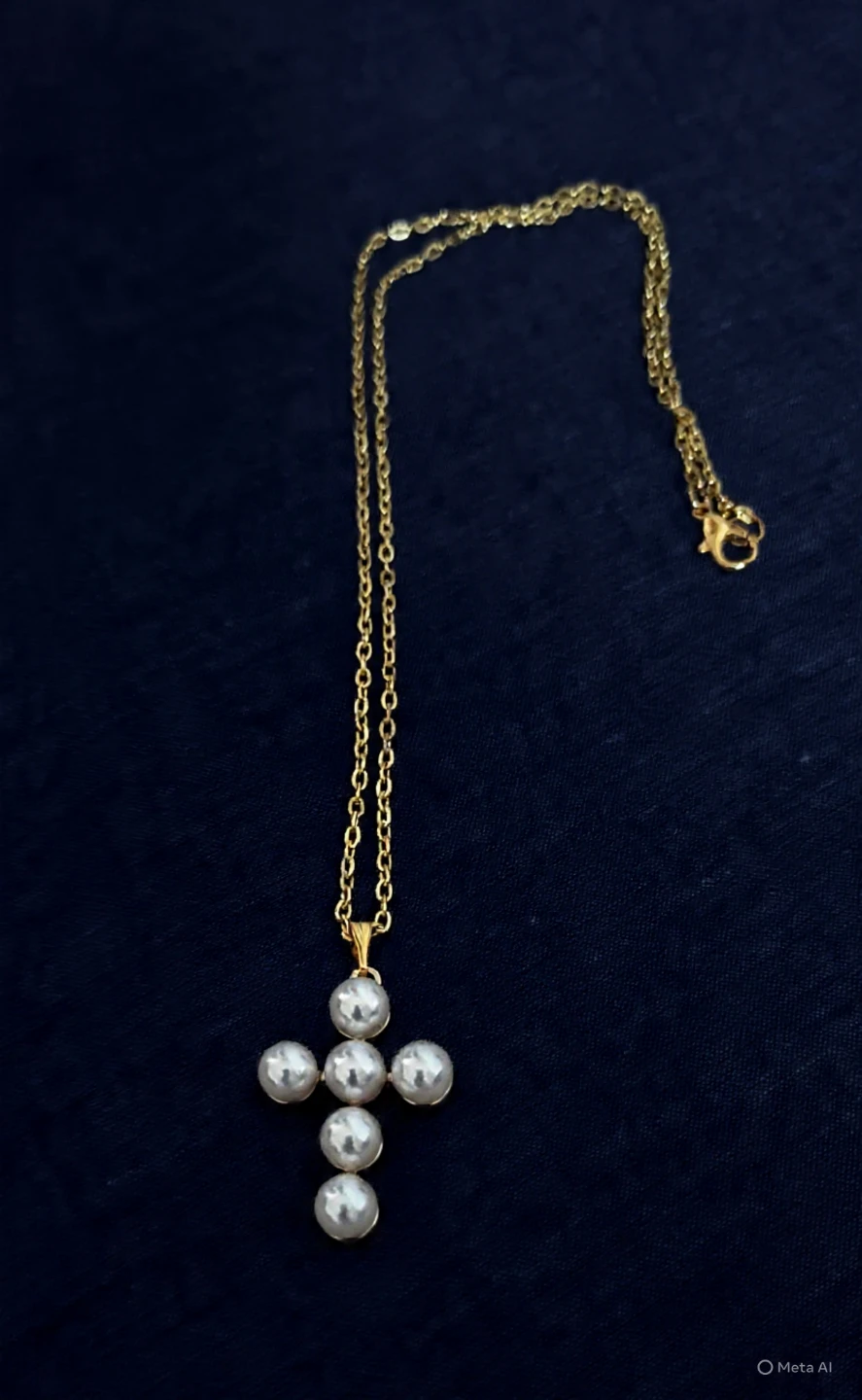 Cross pendant necklace with pearls - photo 2