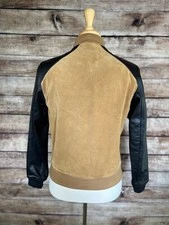Sandro Paris Bomber Jacket - Suede & Leather - Tan/Black - photo 2
