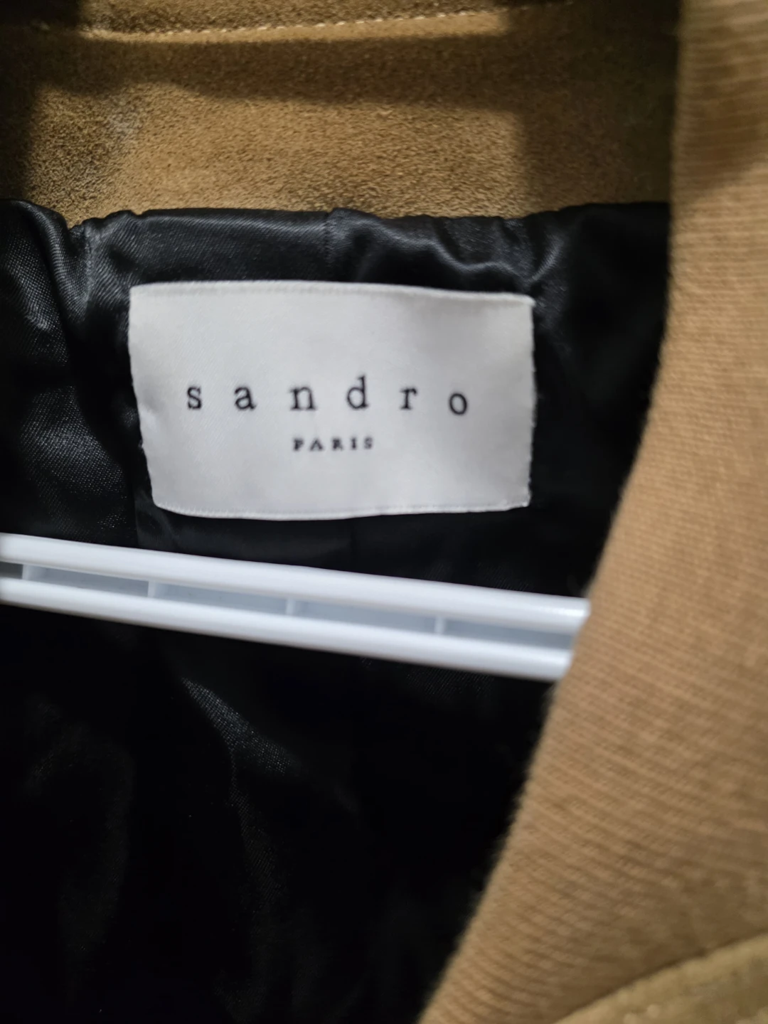 Sandro Paris Bomber Jacket - Suede & Leather - Tan/Black - photo 5