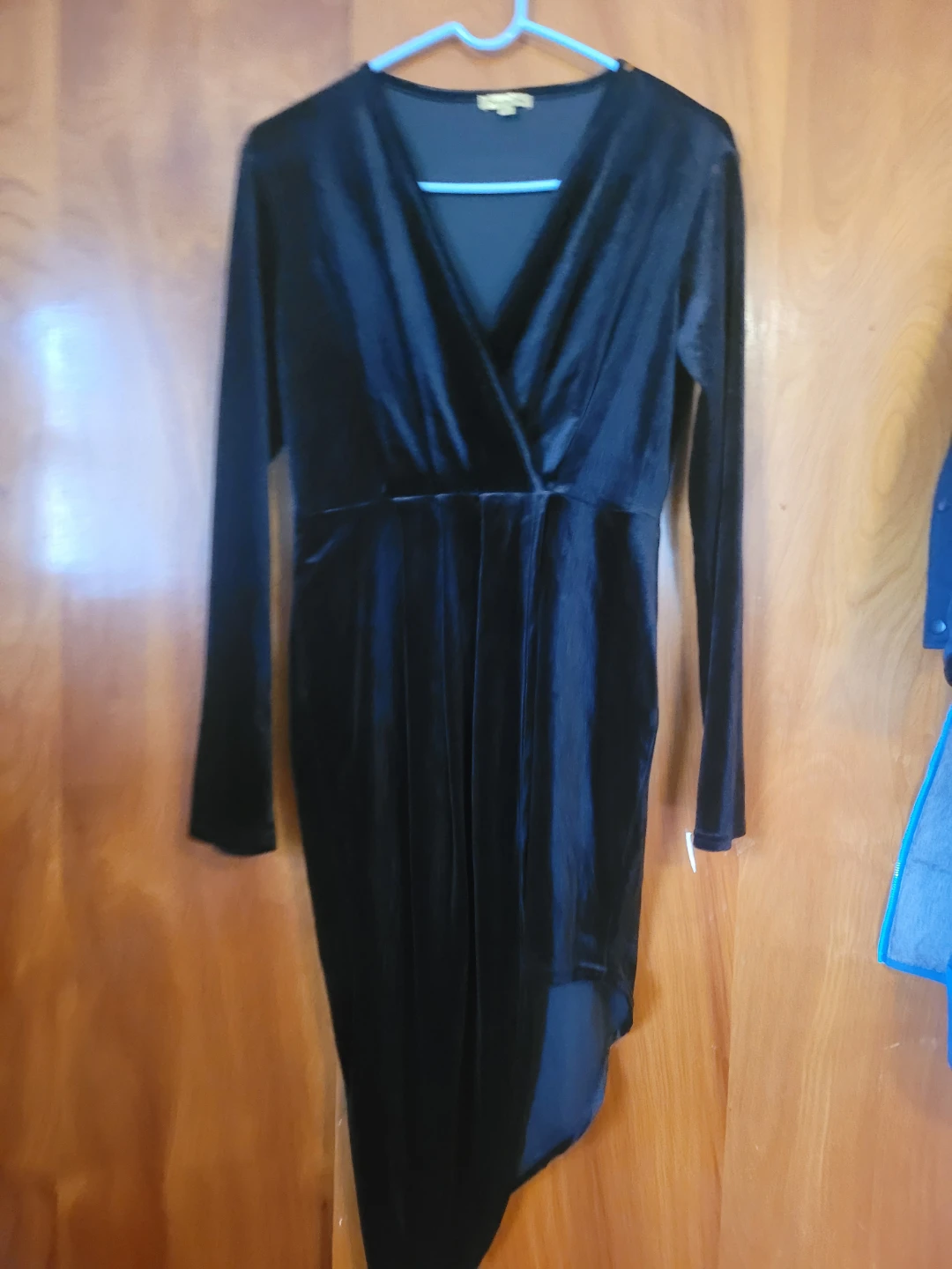 She's All That Black Velvet Asymmetrical Midi Dress