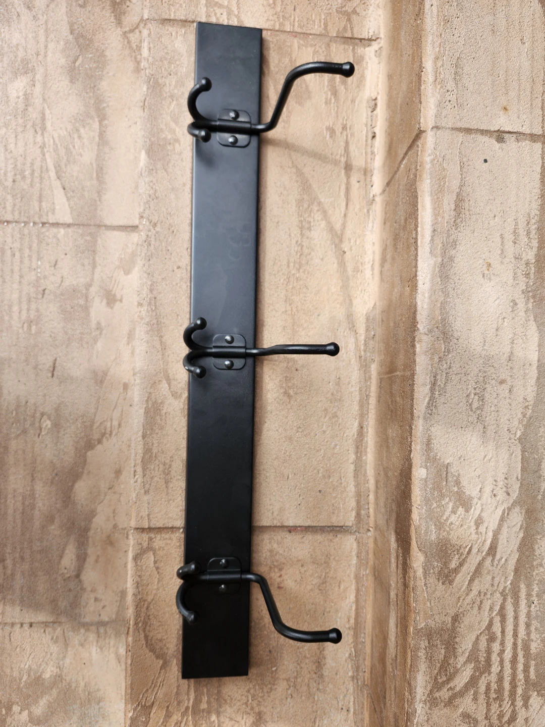 Black Metal Wall Mounted Coat Rack with 3 Hooks - photo 2
