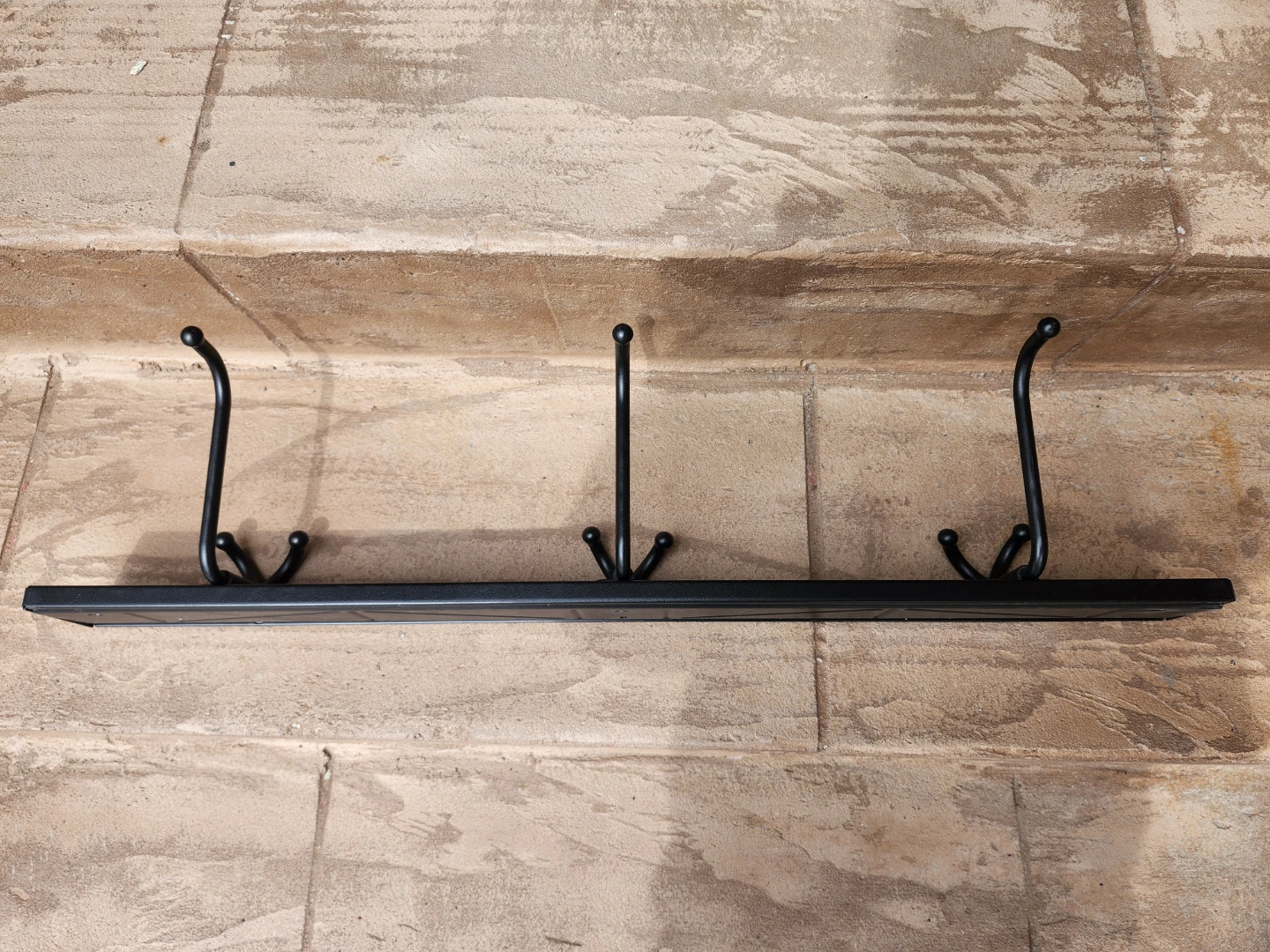 Black Metal Wall Mounted Coat Rack with 3 Hooks - photo 5