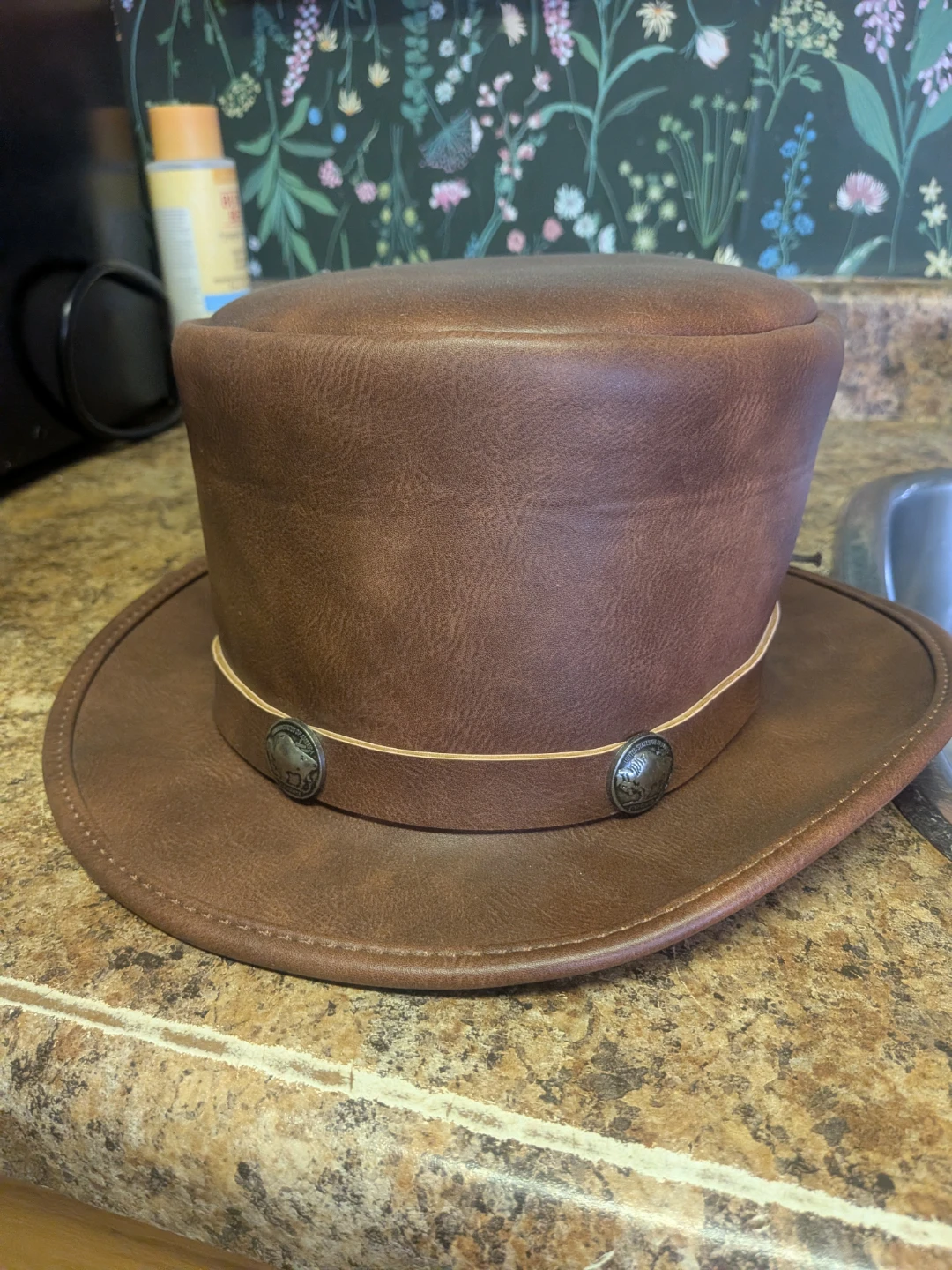 Genuine leather Steampunk top hat - photo 3