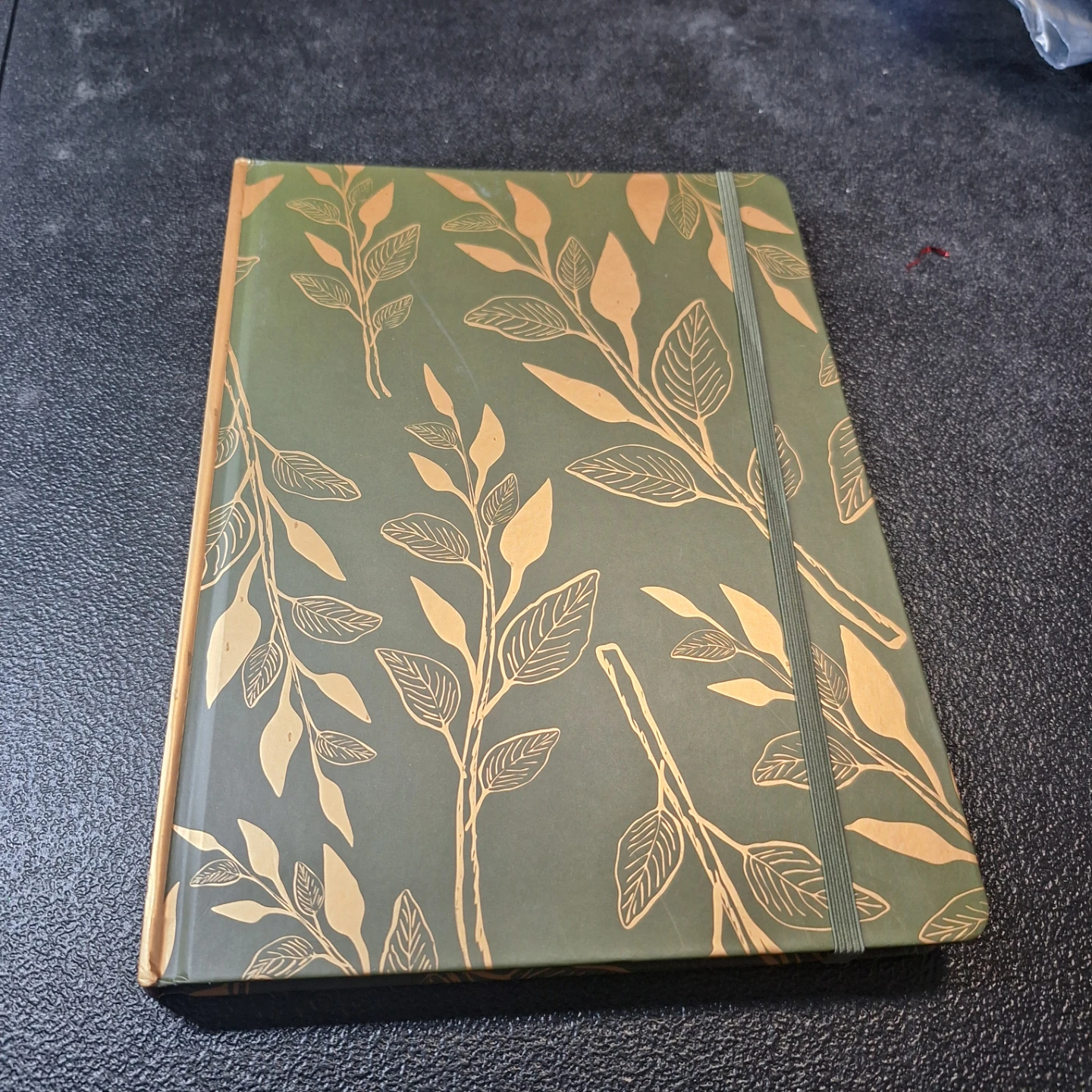 Green Leafy Pattern Notebook with Elastic Closure
