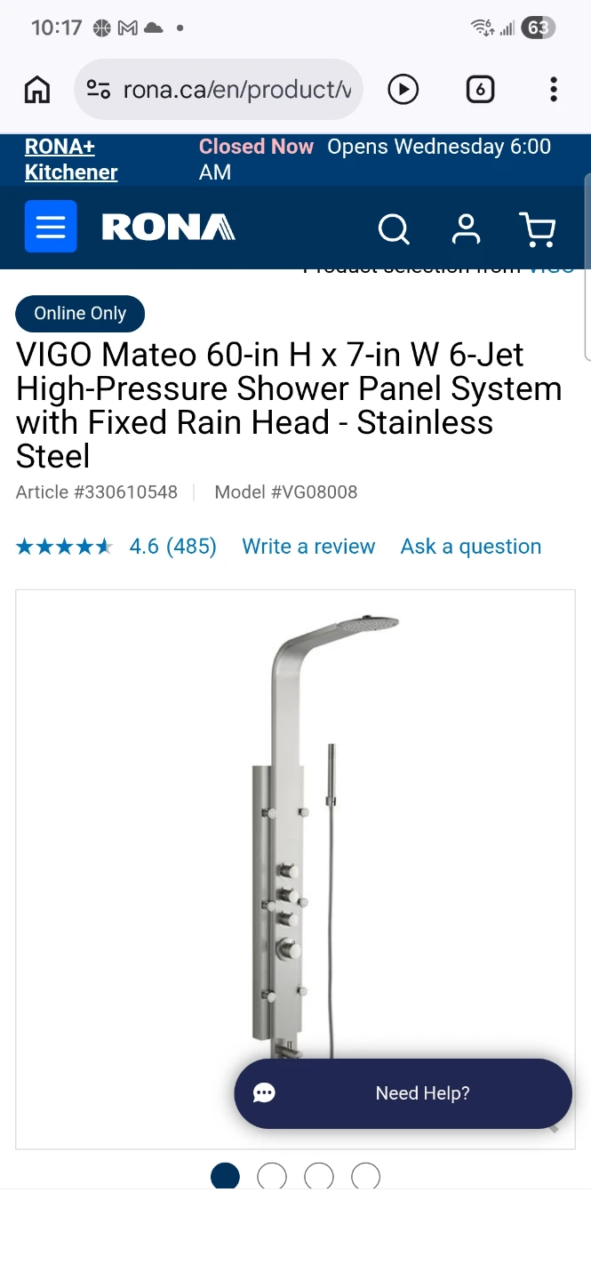VIGO Mateo 60-in H x 7-in W Shower Panel System - photo 2