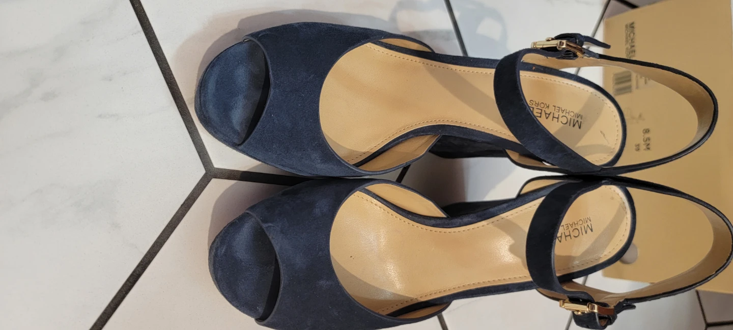 MICHAEL KORS Navy Suede Platform Block Heels size 8 1/2 - photo 4