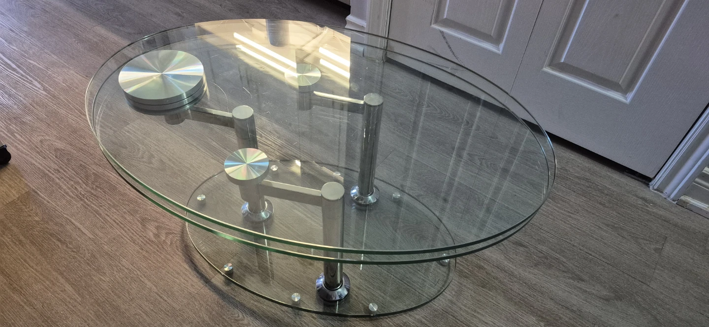 Glass Coffee Table with Metal Frame