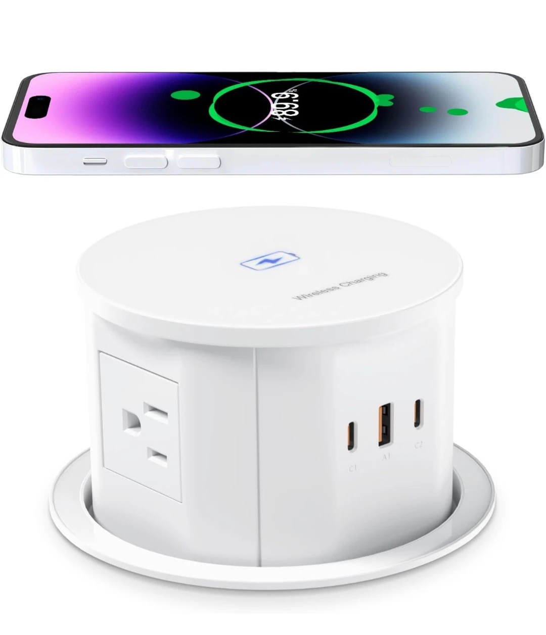 ANNQUAN 4.75" Pop Up Outlet with 65w usb-C