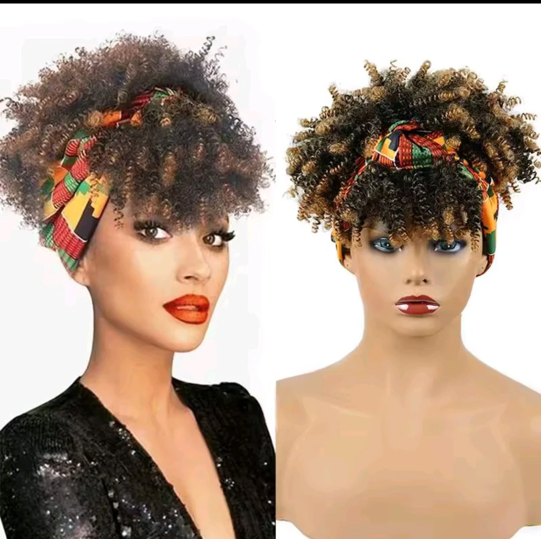 New!!! Afro Kinky Curly Wig with Headband 2 in 1