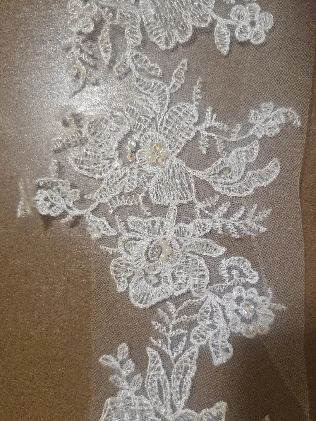 Ivory  Lace Trim with Beads and Sequins - photo 3