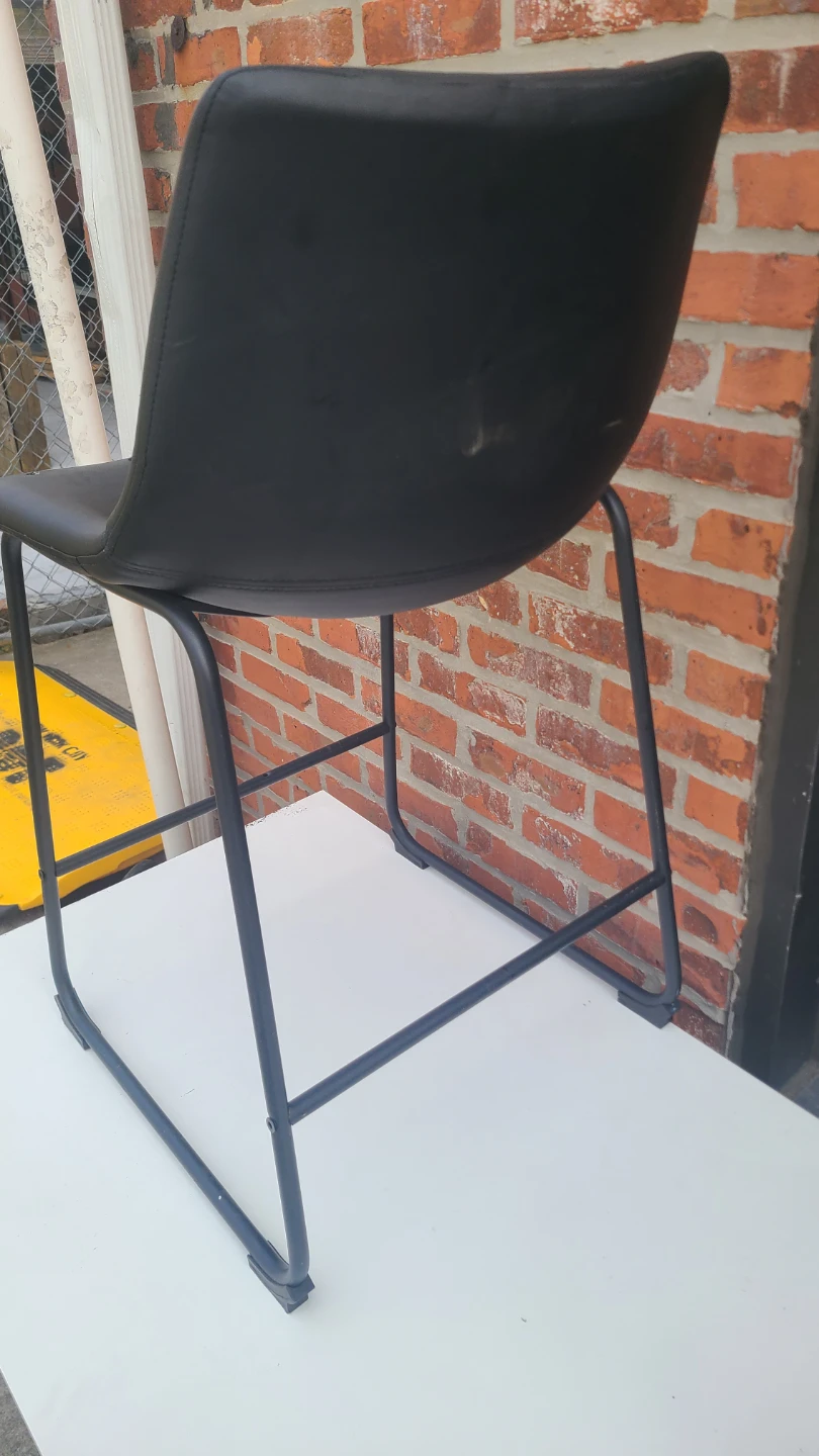 Black Faux Leather Bar Stool - photo 4