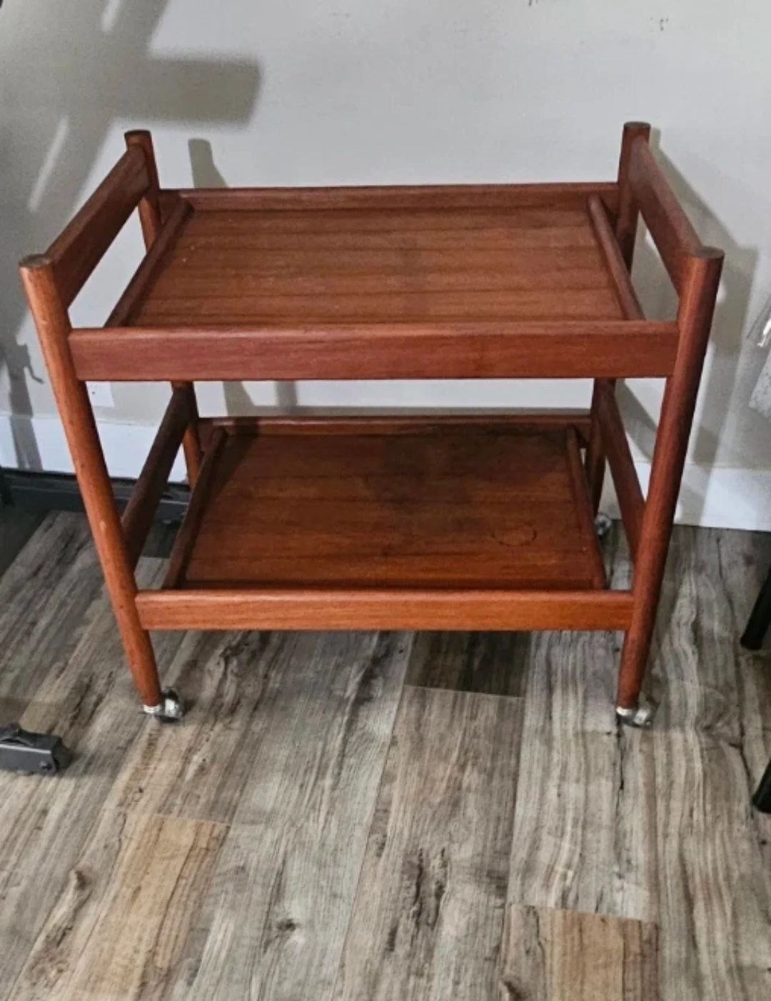Wooden two-tier bar cart