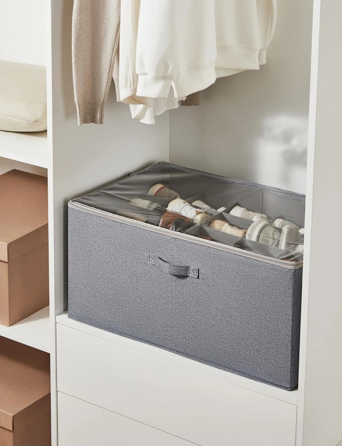 Grey Fabric Shoe Organizer with 16 Compartments 🌱
