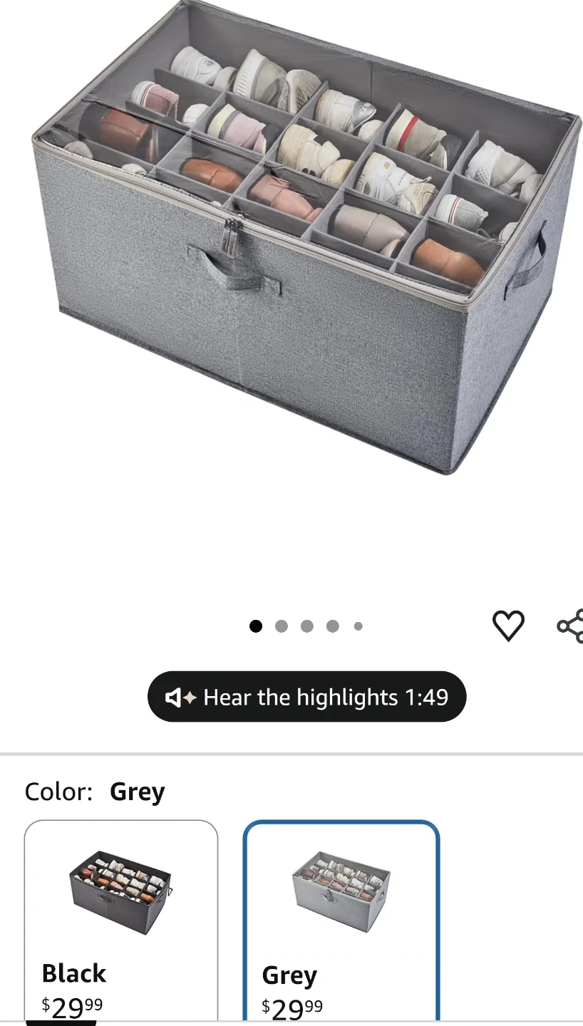Grey Fabric Shoe Organizer with 16 Compartments 🌱 - photo 2