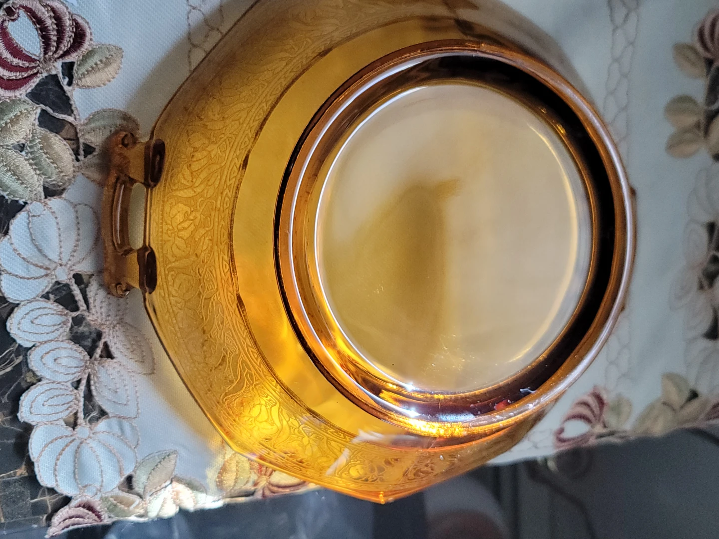 Amber Glass Serving Bowl with Handles - photo 3