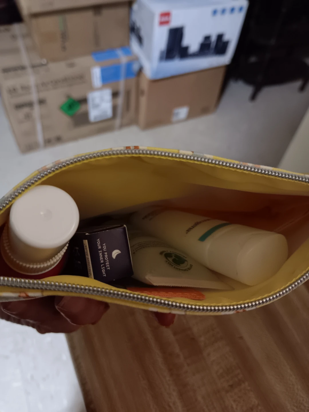 Cosmetic Bag with Skincare Products