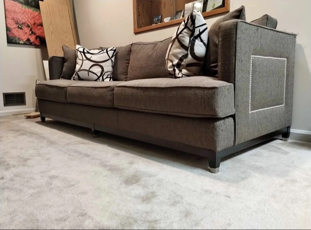 Brown Upholstered Sofa with Decorative Pillows - photo 2