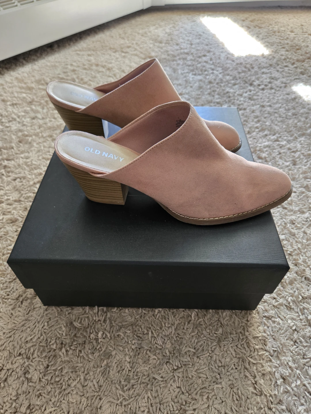 Old Navy Pink Suede Block Heel Mule Shoes - photo 3