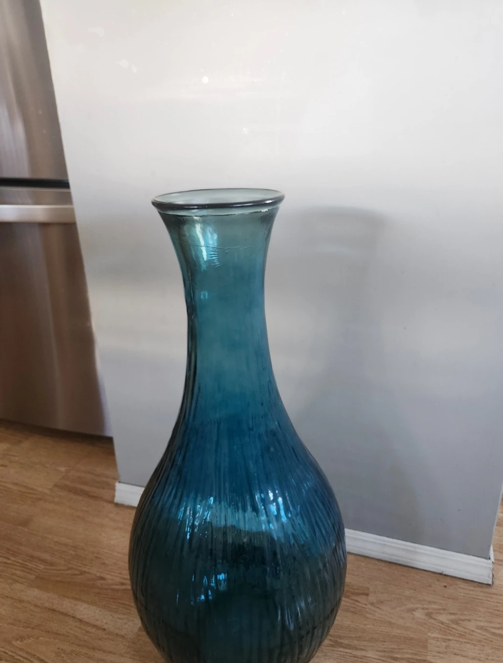 Large Teal Blue Glass Floor Vase - photo 5
