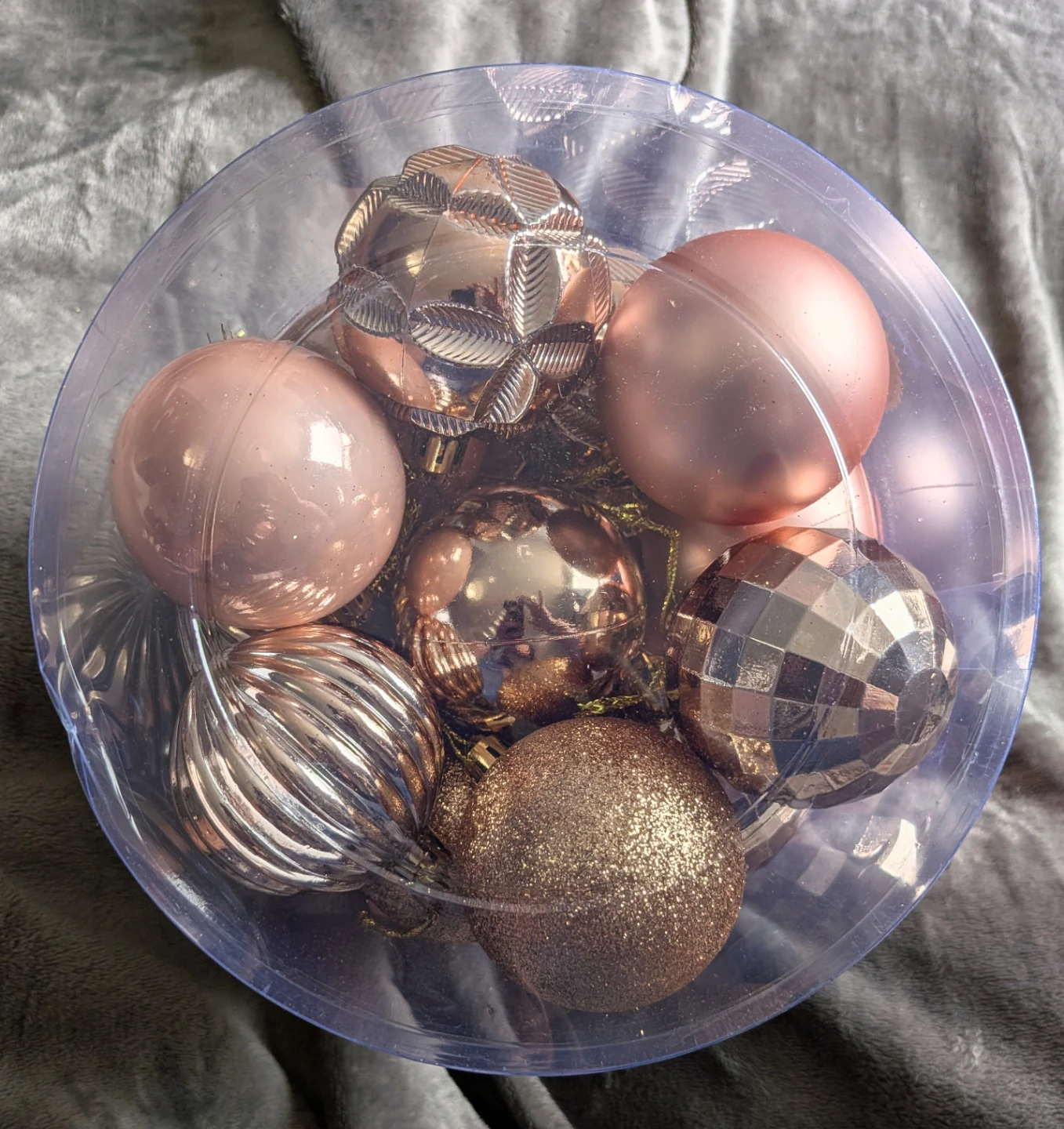 Brand New: Rose Gold Champagne Christmas Ornaments Set