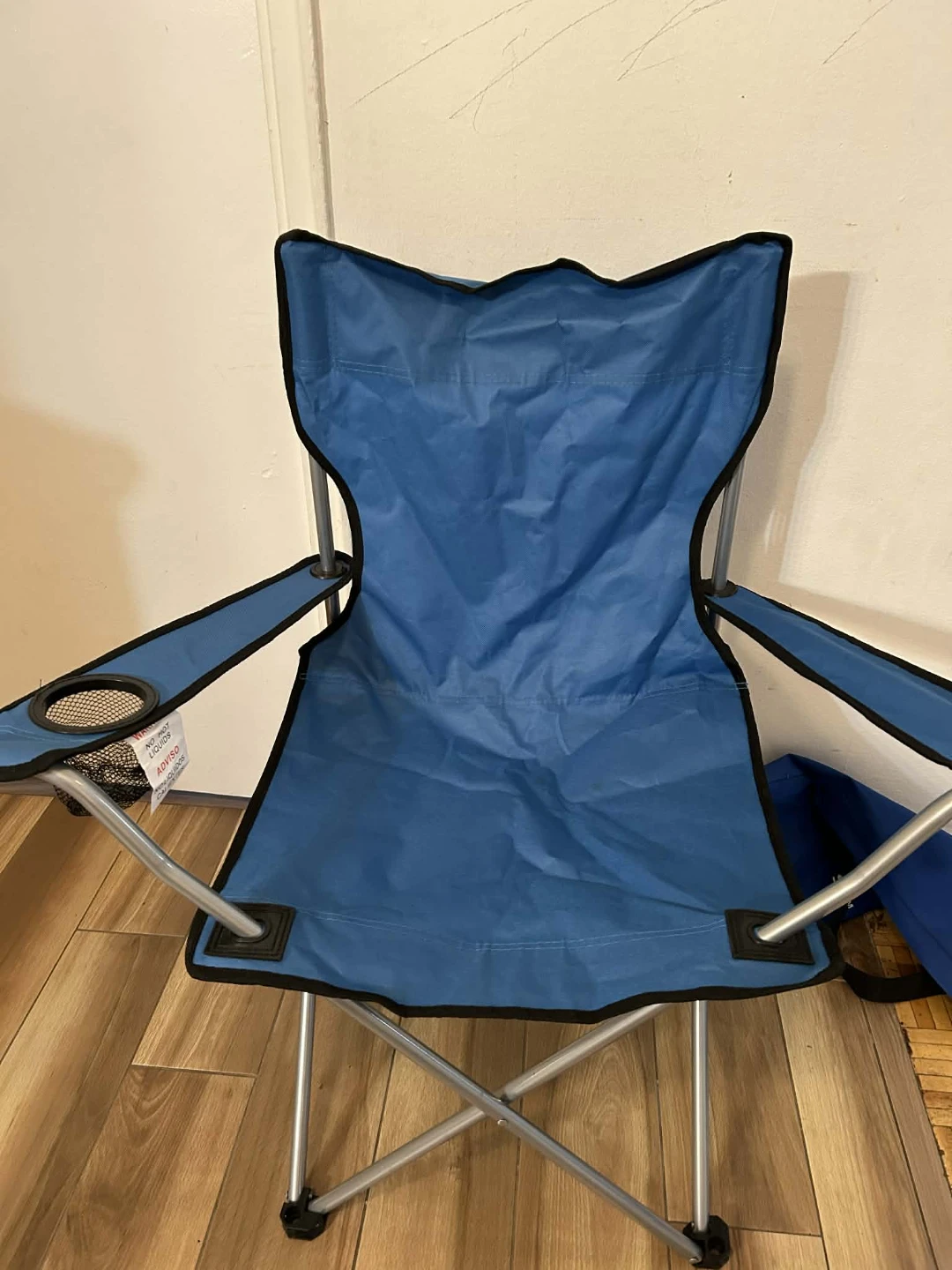 Blue Folding Camping Chair with Cup Holder