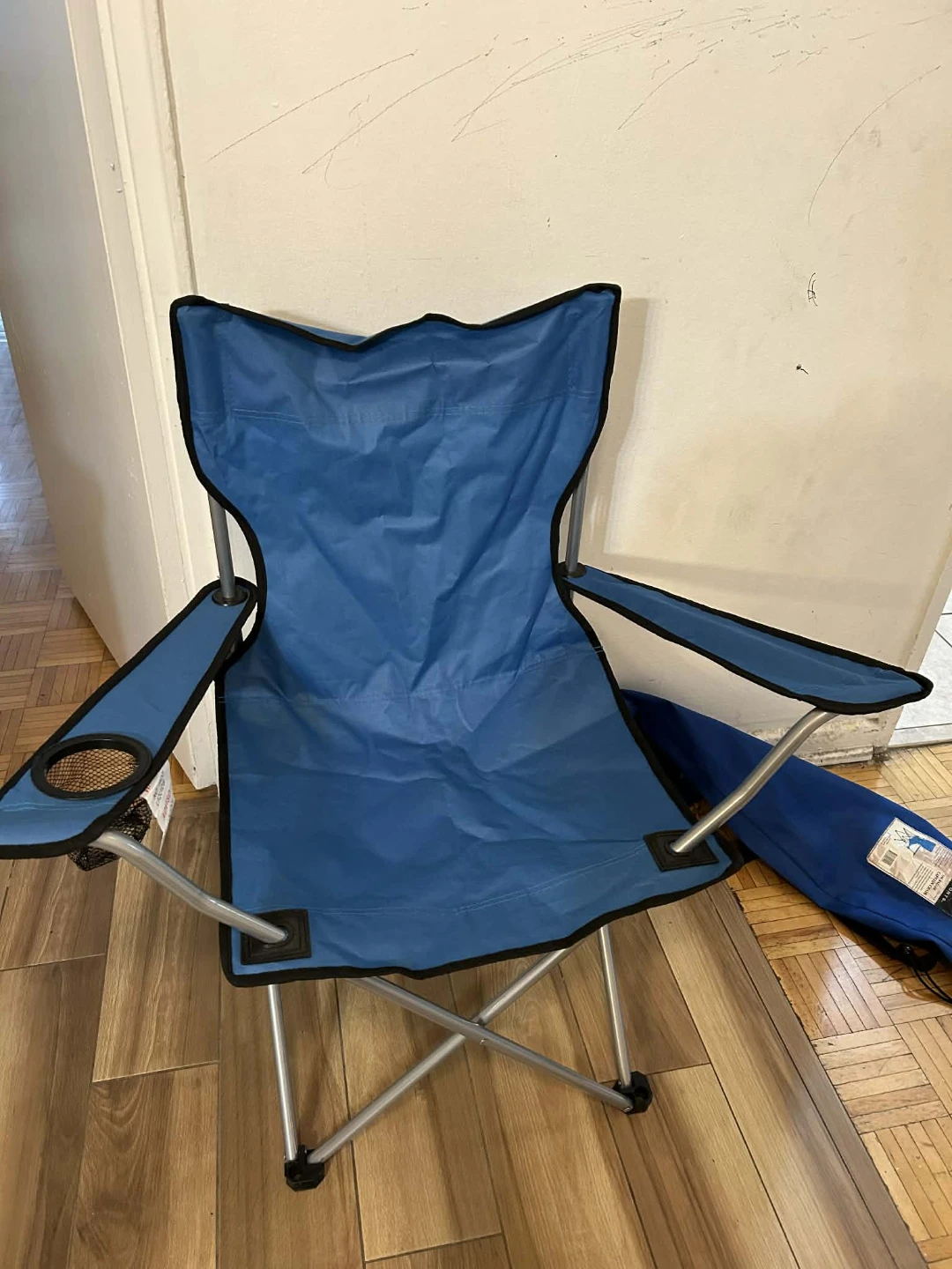 Blue Folding Camping Chair with Cup Holder - photo 2
