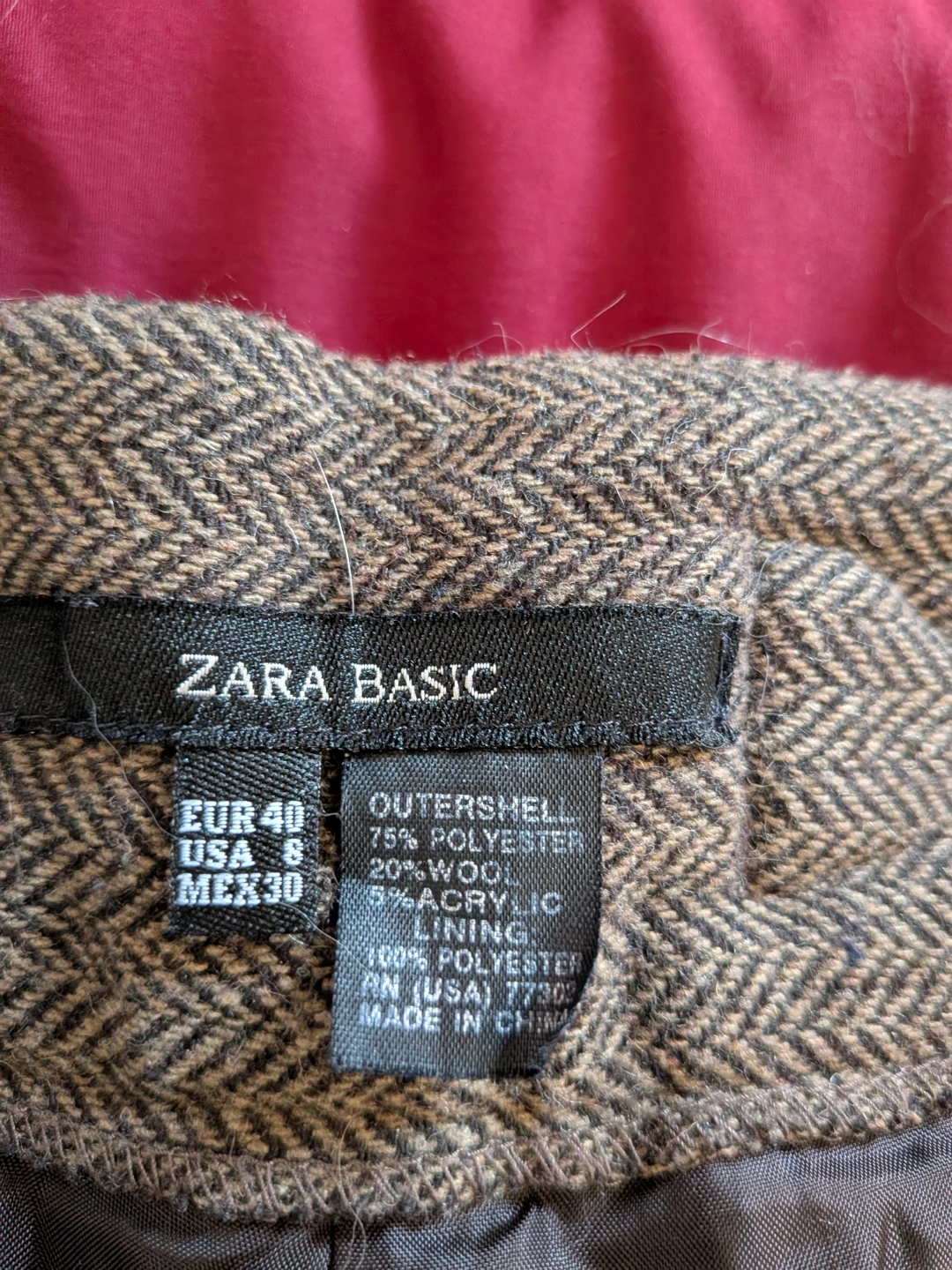 Zara Basic Women's Wool Blend Herringbone Pants Size 8 - photo 2